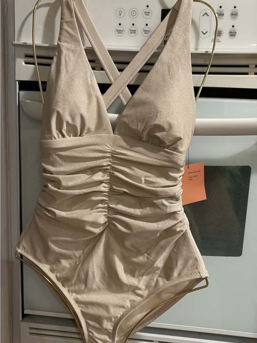 Shade & Shore Shimmer One-Piece Swimsuit in Champagne